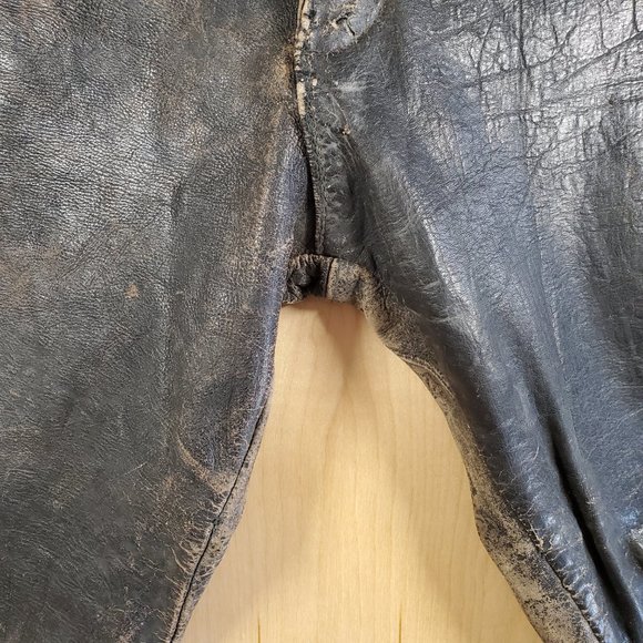 Vintage Distressed Leather Moto Riding Pants - Picture 12 of 16